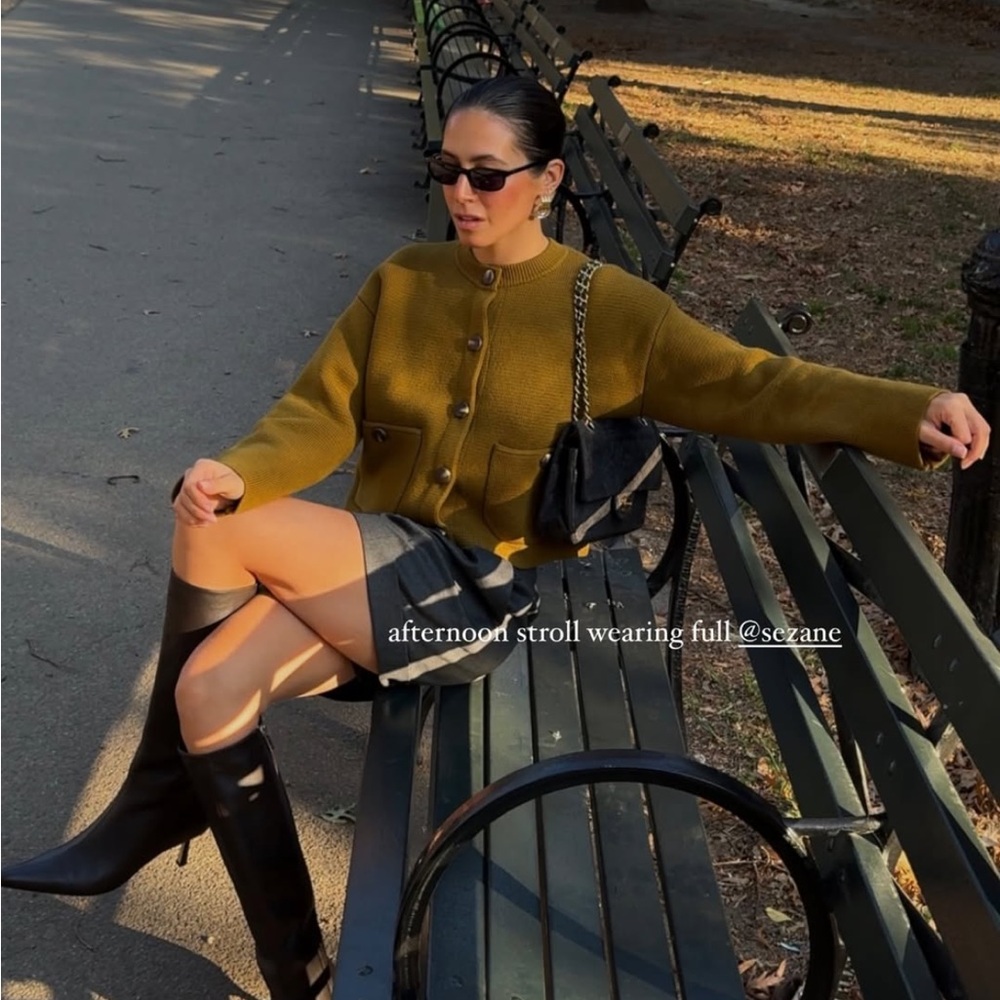 Sezane Olive Valerio  Cardigan Sweater Jacket
